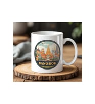 Bangkok Tasarımlı Beyaz Seramik Baskılı Kupa Bardak 330ml