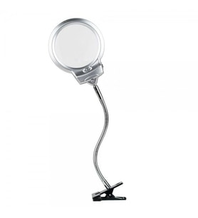 2.5 X 130 MM 5X24 MM LED Aydınlatmalı Büyüteç Masa üstü Metal Hortum Mandallı MG15124-C