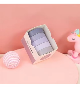 Vintage Washi Tape Bant Yapışkanlı Maskeleme Kağıdı Renkli Bant 5 li - Mor Tonları N1