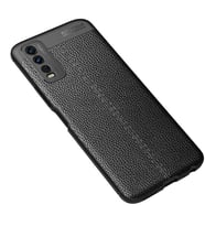 Vivo Y11S Kılıf Zore Niss Deri Desenli Silikon Kılıf (Siyah)