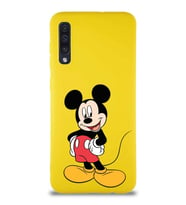 Samsung Galaxy A50S Soft Premier Kapak Mickey Mouse-E Tasarımlı Silikon Kılıf - Sarı (Şeffaf)