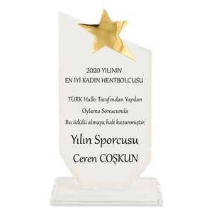 Kristal Plaket Beyaz Gala Yıldızlı