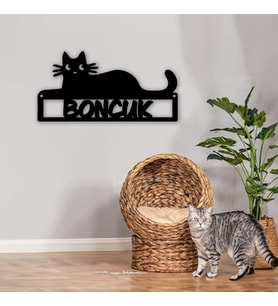Kedi Tasarımlı Evcil Hayvana Özel İsimli Tablo