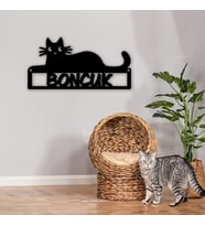 Kedi Tasarımlı Evcil Hayvana Özel İsimli Tablo