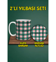 Yılbaşı Temalı Kupa ve Bardak Altlığı Seti