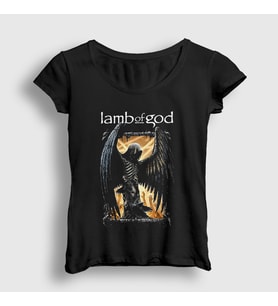 Presmono Kadın Siyah Angel Lamb Of God T-Shirt 393648tt
