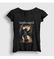 Presmono Kadın Siyah Angel Lamb Of God T-Shirt 393648tt