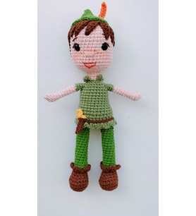 Minyatür Peter Pan Bebek Amigurumi Organik Oyuncak