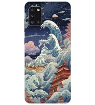 Samsung Galaxy A31 Uyumlu Kanagawa Dalga Kolaj Desenli Şeffaf Telefon Kılıfı