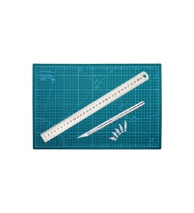 Acuto Çift Taraflı Kesim Altlığı A3 Kesim Matı Kretuar Bıçağı 5 Yedek Çelik Cetvel 30cm A3 Kesim Set