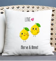 Kişiye Özel Sevimli Limonlar Kare Yastık