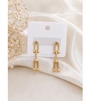 CM Jewelry Gold Zincirli Sallantılı Çelik Küpe