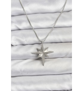 316L Çelik Zincir Gümüş Renk Kutup Yıldızı Model 60 cm Zincir Kadın Kolye 58 - HPSBYI7494-3