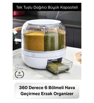 #SaklamaKabı 360 Derece 6 Bölmeli Hava Geçirmez Erzak Organizer Döner Kuru Gıda Bakliyat Saklama Kab