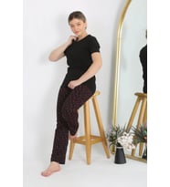 Akbeniz Kadın Kısa Kol Pamuk Penye Pijama Takım Siyah 4214