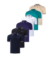 ALTILI SET T8594 DEWBERRY ERKEK T-SHIRT-SİYAH-BEYAZ-LACİVERT-MOR-BEJ-YEŞİL (Karışık)