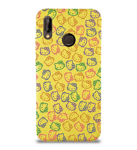 Xiaomi Redmi Note 7 Pro Uyumlu Lansman Kılıf Hello Kitty Tasarımlı İçi Kadife Kapak-Sarı (Şeffaf)