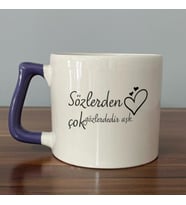 Sözlerden Çok Gözlerdedir Aşk Baskılı Mor Kulplu D Kupa