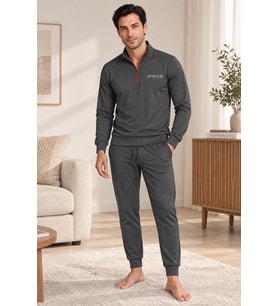 Mirano 3252 Erkek Fermuar Detaylı Kışlık Spor Eşofman Pijama Takımı