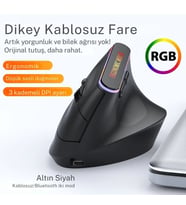 TechTic 2.4G Kablosuz Dikey Tasarım Mouse Çift Modlu RGB Ergonomik Şarj Edilebilir Sessiz Mod Ofis Oyun