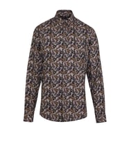 Hatemoğlu Kahverengi Modern Fit %100 Pamuk Desenli Gömlek