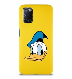 Oppo A52 Soft Premier Kapak Donald Duck-B Tasarımlı Silikon Kılıf - Sarı (Şeffaf)