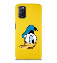 Oppo A52 Soft Premier Kapak Donald Duck-B Tasarımlı Silikon Kılıf - Sarı (Şeffaf)