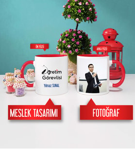 Öğretim Görevlisi Kupa Bardak Kırmızı Fotoğraflı