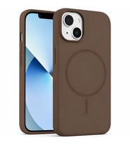 Coverzone ?phone 14 Plus ile Uyumlu Kadife ?� Y�zeyli Premium Silikon K?l?f MagSafe ile Uyumlu Kablosuz ?arj Destekli Darbe Emici Yumu?ak Dokulu Koruma Tasar?ml? Telefon K?l?f? Kahverengi