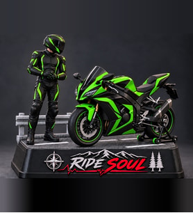 Ride Soul Erkek Motosikletçi Figürü Yeşil Siyah Diorama 3D Baskı Motor Hediyesi