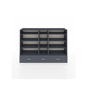 Hyperion Dolap 12 Raflı 3 Çekmeceli  220x44x163 Antrasit-Antrasit