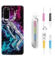 Samsung A02S A03S A10 A12 A13 A21S A22 Kılıf Kablo Koruma Spiral Silikon Astronot Signs 1753