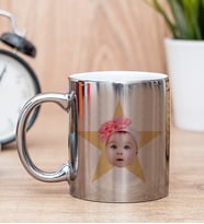 Kişiye Özel Pembe Yıldız Kafa Fotoğraflı Silver Kupa Bardak
