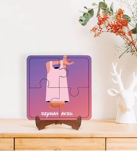 BK Gift Kişiye Özel İsimli Kadınlar Günü Tasarımlı Ahşap Standlı Puzzle Çerçeve-23