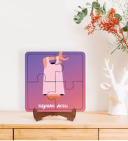 BK Gift Kişiye Özel İsimli Kadınlar Günü Tasarımlı Ahşap Standlı Puzzle Çerçeve-23