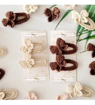 Zanaatçı Anne 10080 Kız Çocuk Amigurumi 4'lü El Yapımı Örgü  Çıt Çıtlı Renkli Fiyonk Toka Seti