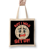 Cute & Funny But I Was Set Up Volleyball Ball Pun Bez Çanta Uzun Saplı