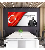 Panoramik Kanvas Makam Panosu Atatürk ve Bayrak ‘’Hayatta en hakiki mürşit ilimdir. ‘’