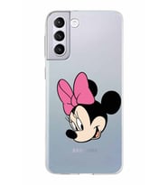 Samsung Galaxy S21 Plus Kapak Minnie Mouse Tasarımlı Şeffaf Silikon Kılıf