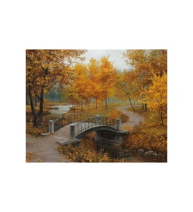Sonbahar Köprüsü Sticker(Çerçeveli) 50x65 Sayılarla Boyama Hobi Seti