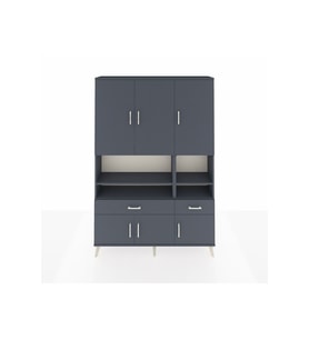 Arges Gardrop 8 Raflı 2 Çekmeceli 6 Kapaklı 132x30x195 Antrasit-Antrasit