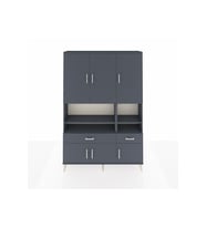 Arges Gardrop 8 Raflı 2 Çekmeceli 6 Kapaklı 132x30x195 Antrasit-Antrasit