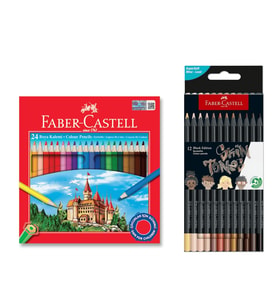 Faber Castell 24 Renk Kuru Boya ve 12 Renk Skin Tones Ten Renkleri İkisi Birarada Set