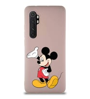 Xiaomi Mi Note 10 Lite Soft Premier Kapak Mickey Mouse-C Tasarımlı Silikon Kılıf - Pudra (Şeffaf)