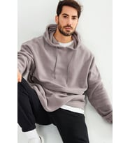 Chuba Erkek Kapüşonlu Oversize Outdoor Retro Polar Hoodie 21W801 (Gri)