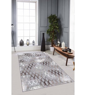 Kahverengi Spor Kaymaz Taban Makinede Yıkanabilir Halı AR281 - 100 x 160 cm