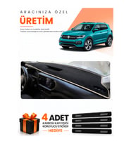 VOLKSWAGEN T-CROSS (2021-2023) Uyumlu Torpido Koruma Örtüsü Oto Kılıfı - Siyah Bej