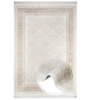 Makine Kaymaz Yıkanabilir Krem Dokulu Salon Halısı Mutfak Halısı Koridor Halısı Yolluk 6151D