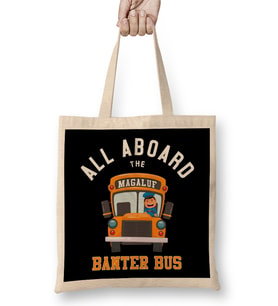 All Aboard The Magaluf Banter Bus Bez Çanta Uzun Saplı