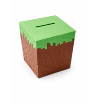 Minecraft Temalı Kumbara – 3D Baskı Piksel Tasarım Para Kutusu 10x10x10 cm
